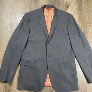 Baroni Suit Jacket Blazer Mens Size 46L Gray‎ Prive Super 150s